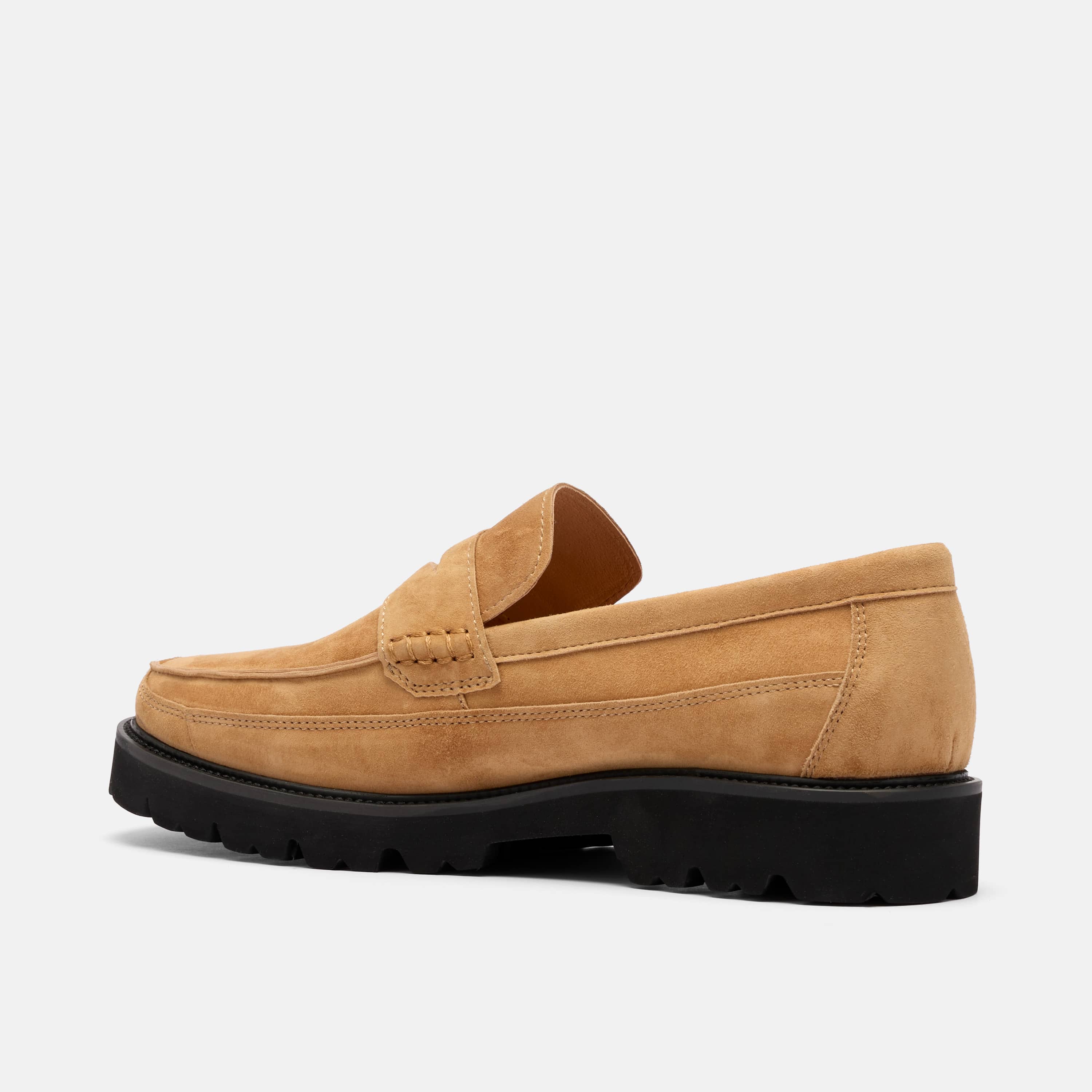 Adler Caramel Suede Lug Penny Loafers - Image 4