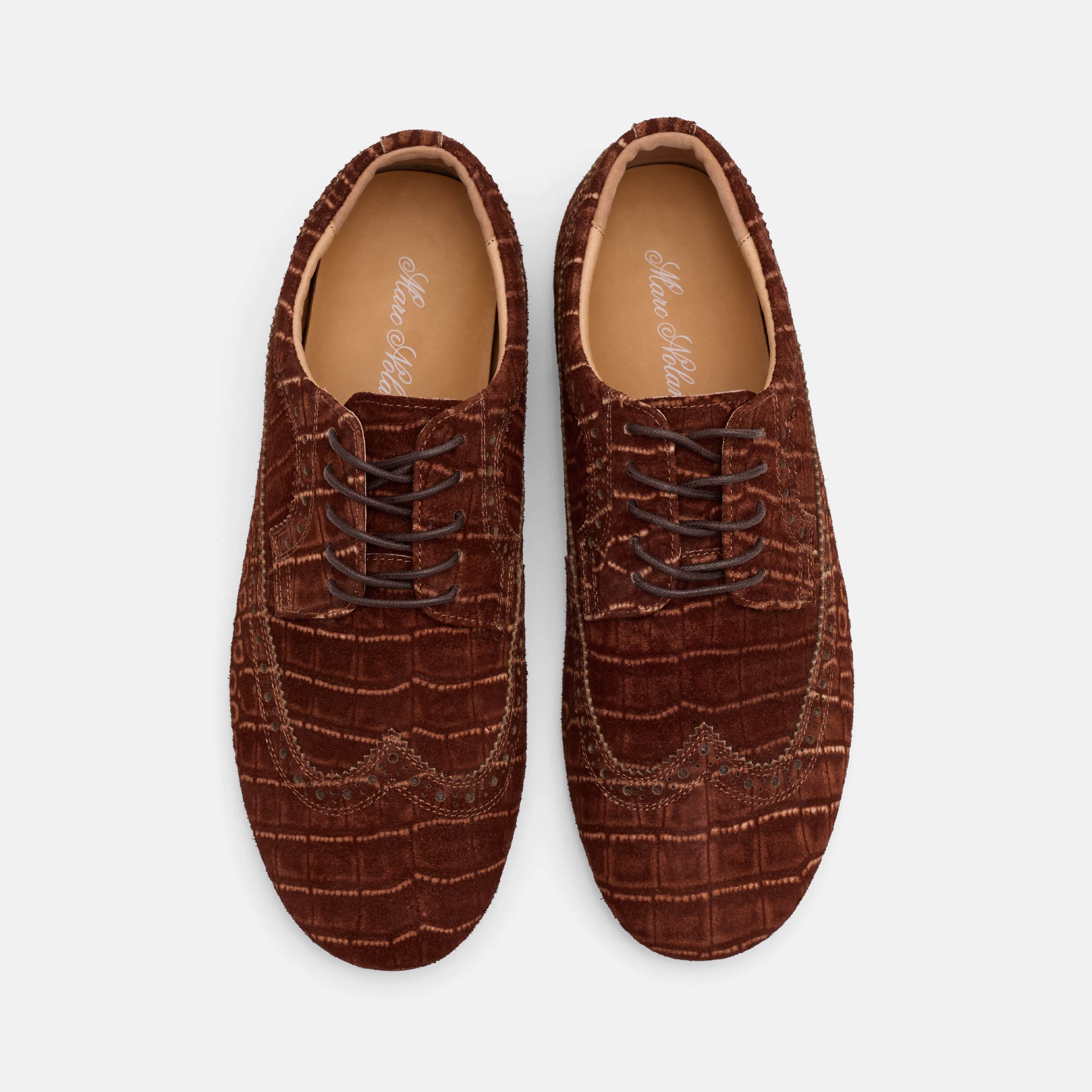 Alexander Brown Croc Suede Ballerina Longwing Sneakers - Image 6