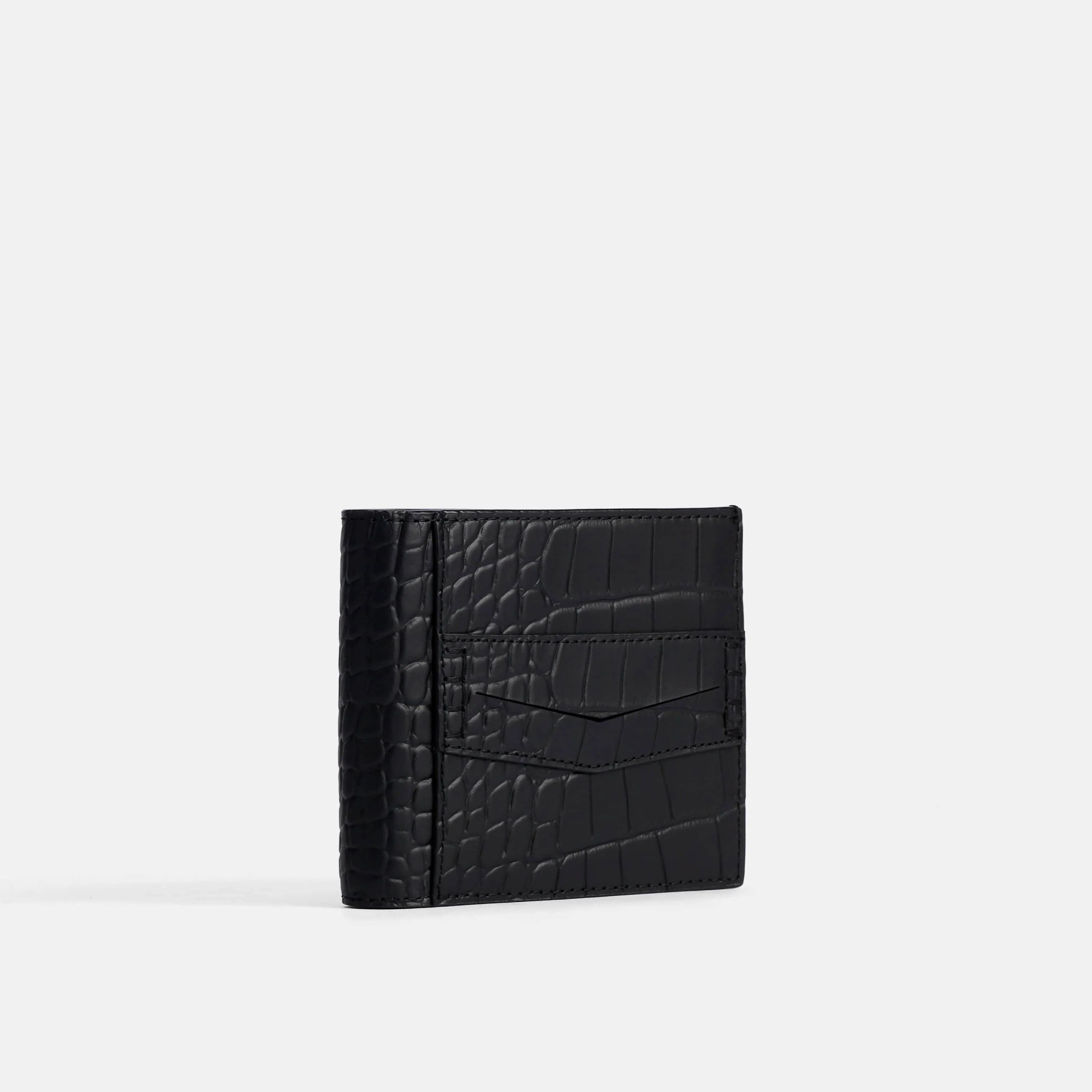 Marc Nolan Leather Bi-Fold Wallet - Black Crocskin - Image 2