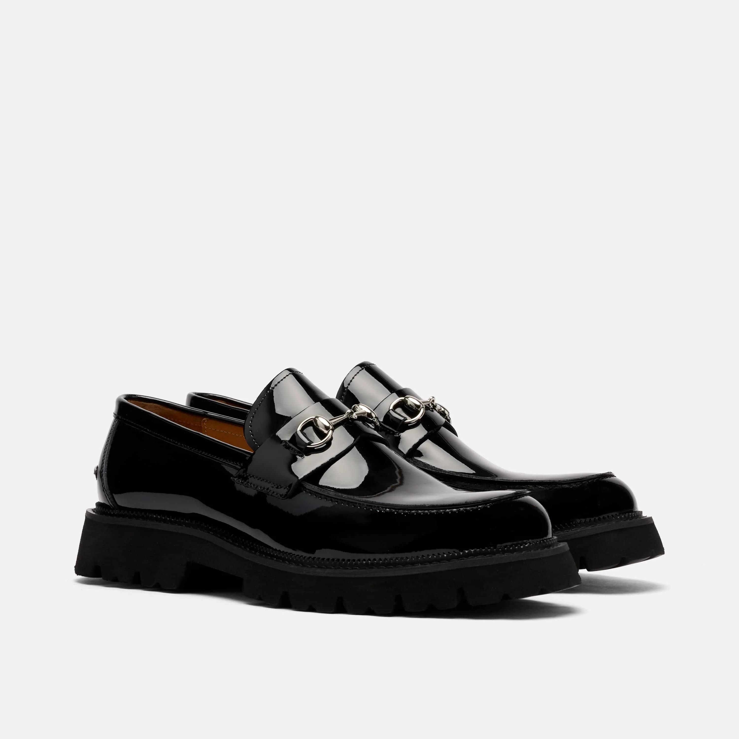 Blake Black Patent Leather Lug Bit Loafers - Image 2