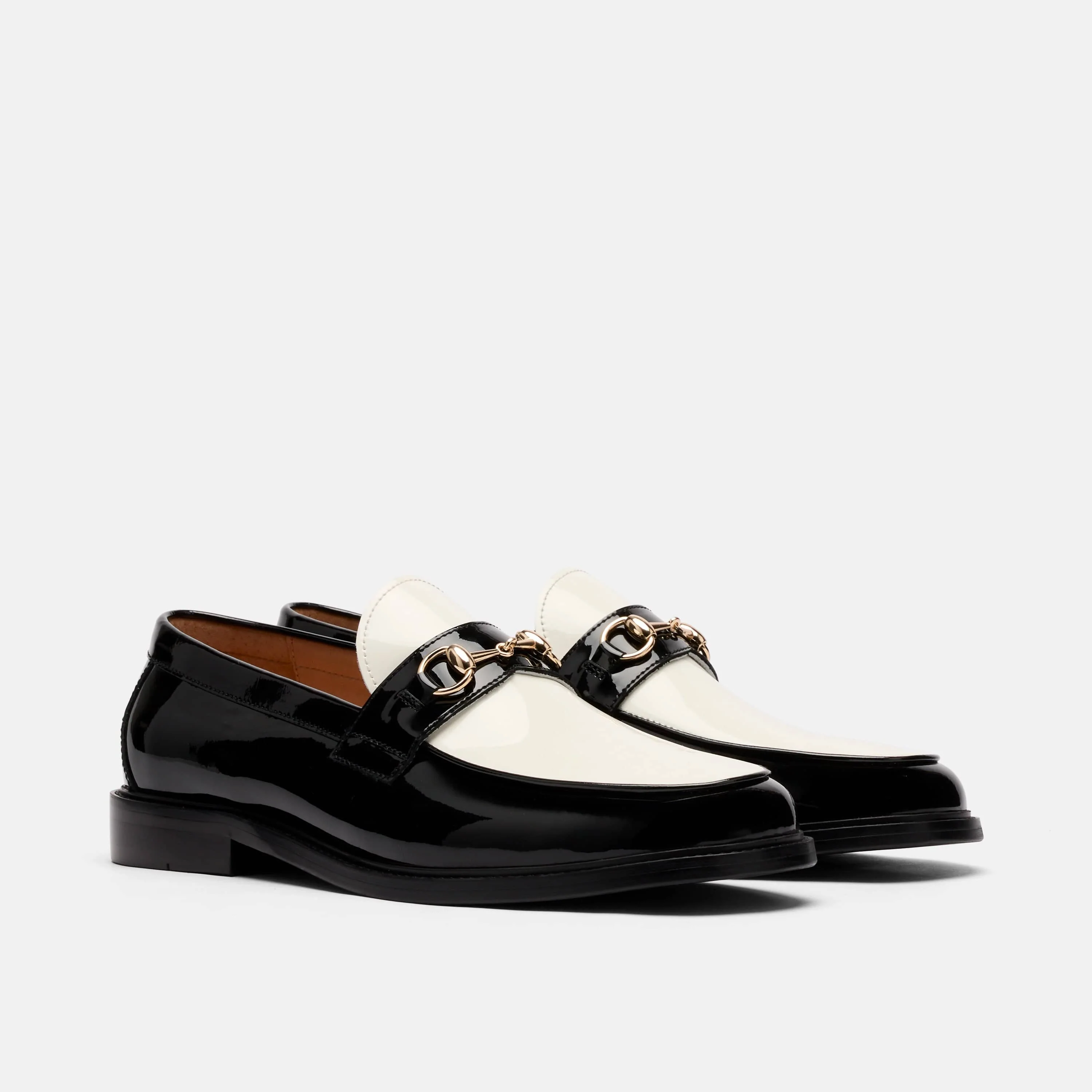 Boardwalk Black/White Patent Leather Horse-Bit Loafers - Image 2
