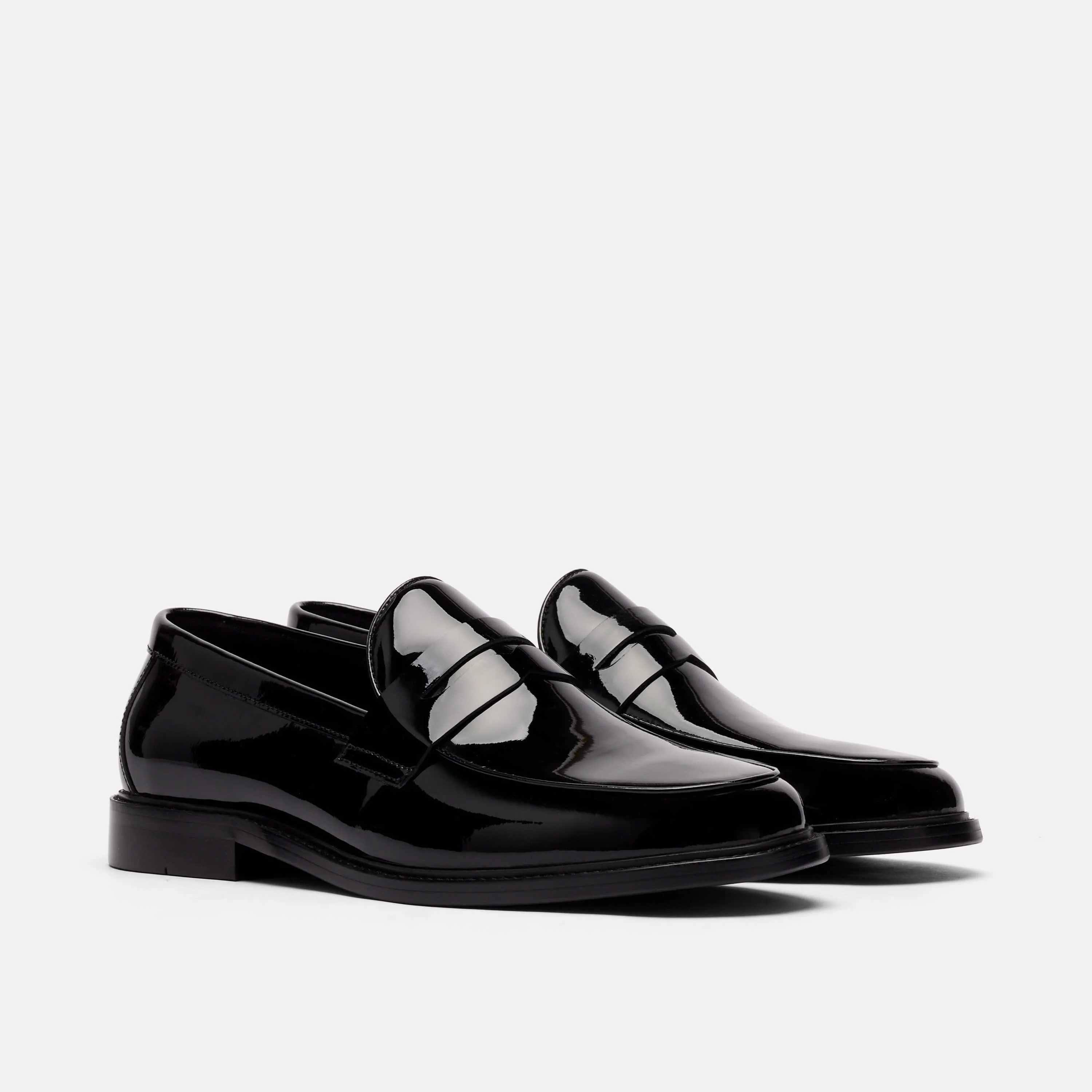 Calum Black Patent Leather Penny Loafers - Image 2