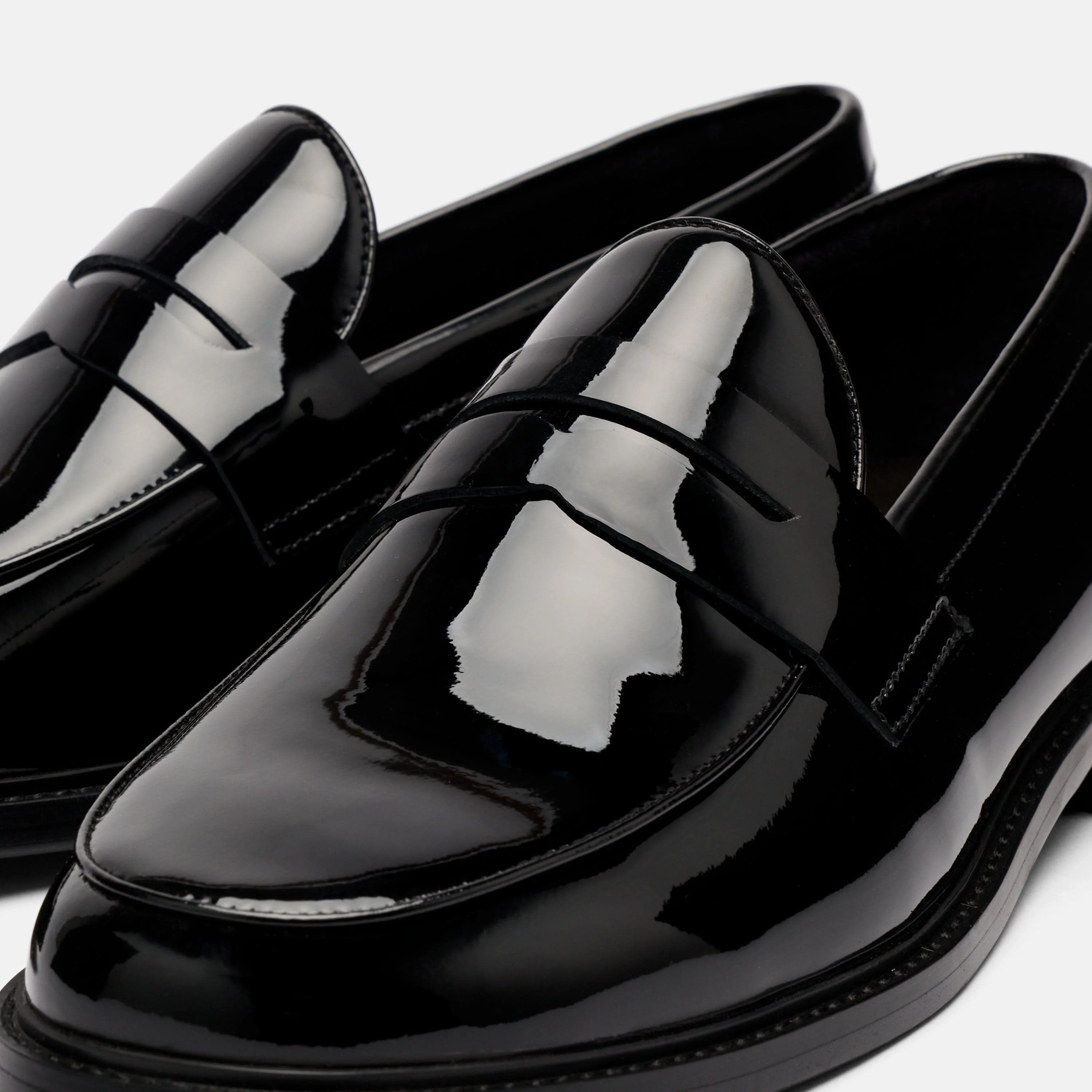 Calum Black Patent Leather Penny Loafers - Image 3