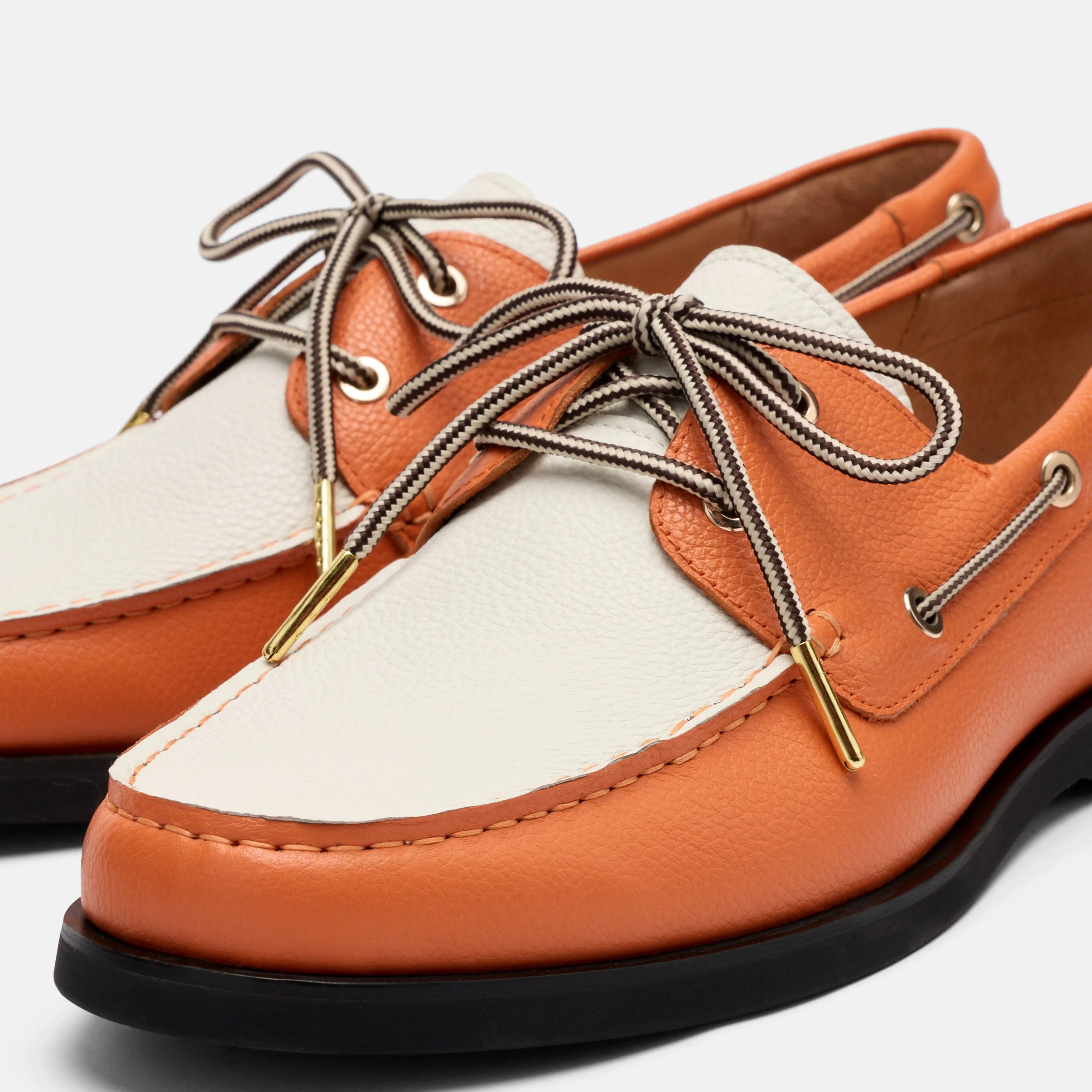 Capri Orange/White Leather Boat Shoes - Image 3