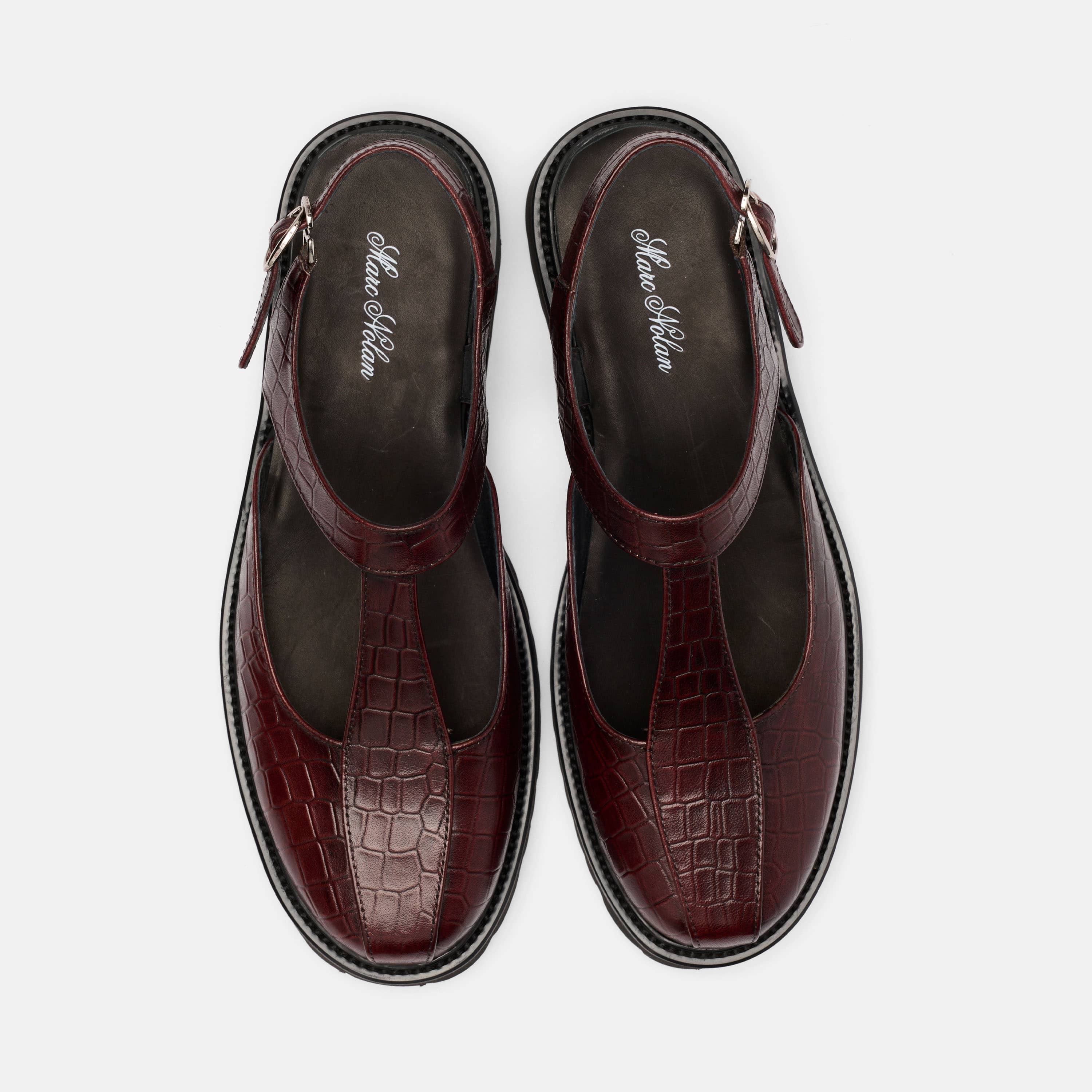 Frankie Wine Crocskin Leather Mary Jane Slingbacks - Image 5