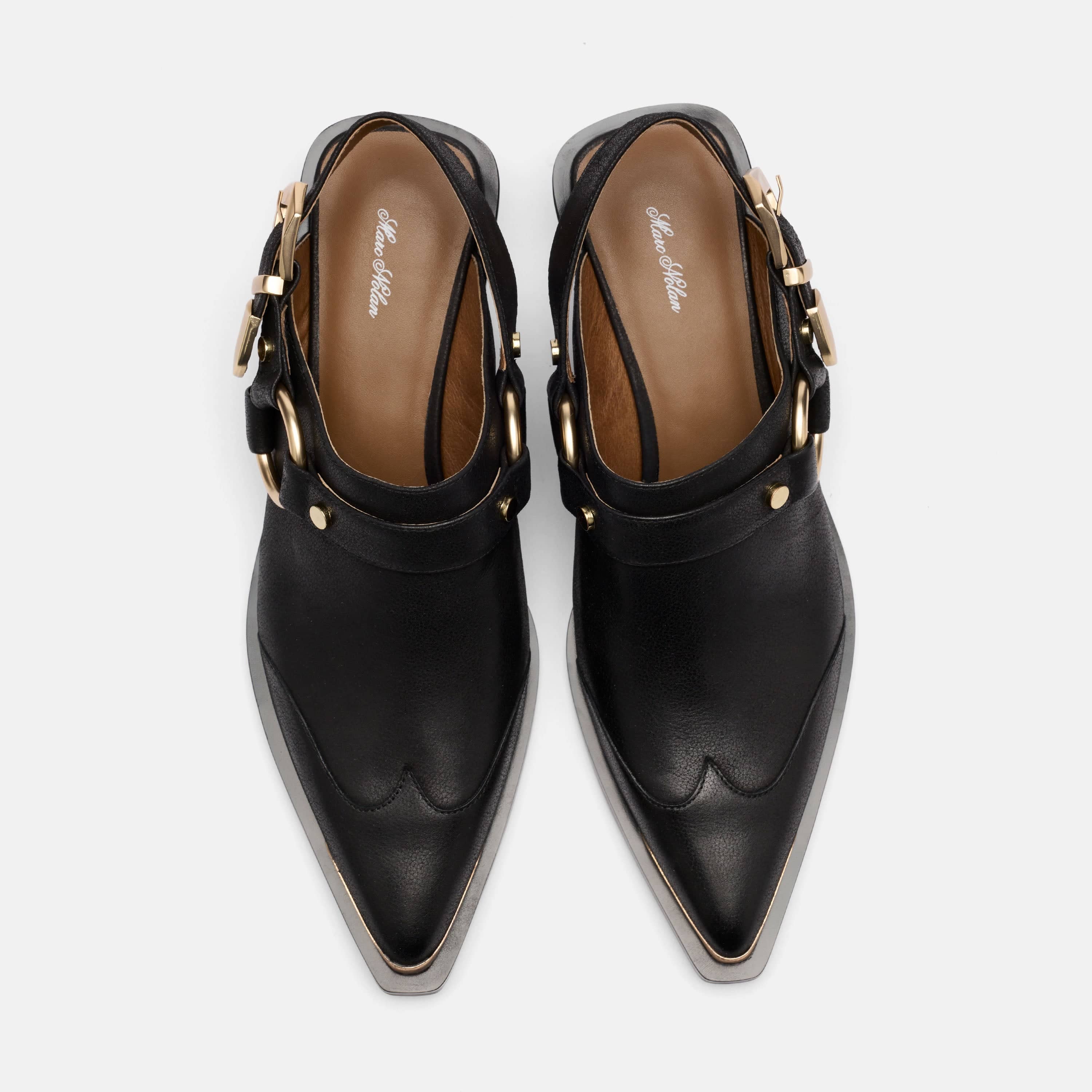 Frontier Black Leather Western Slingbacks - Image 5