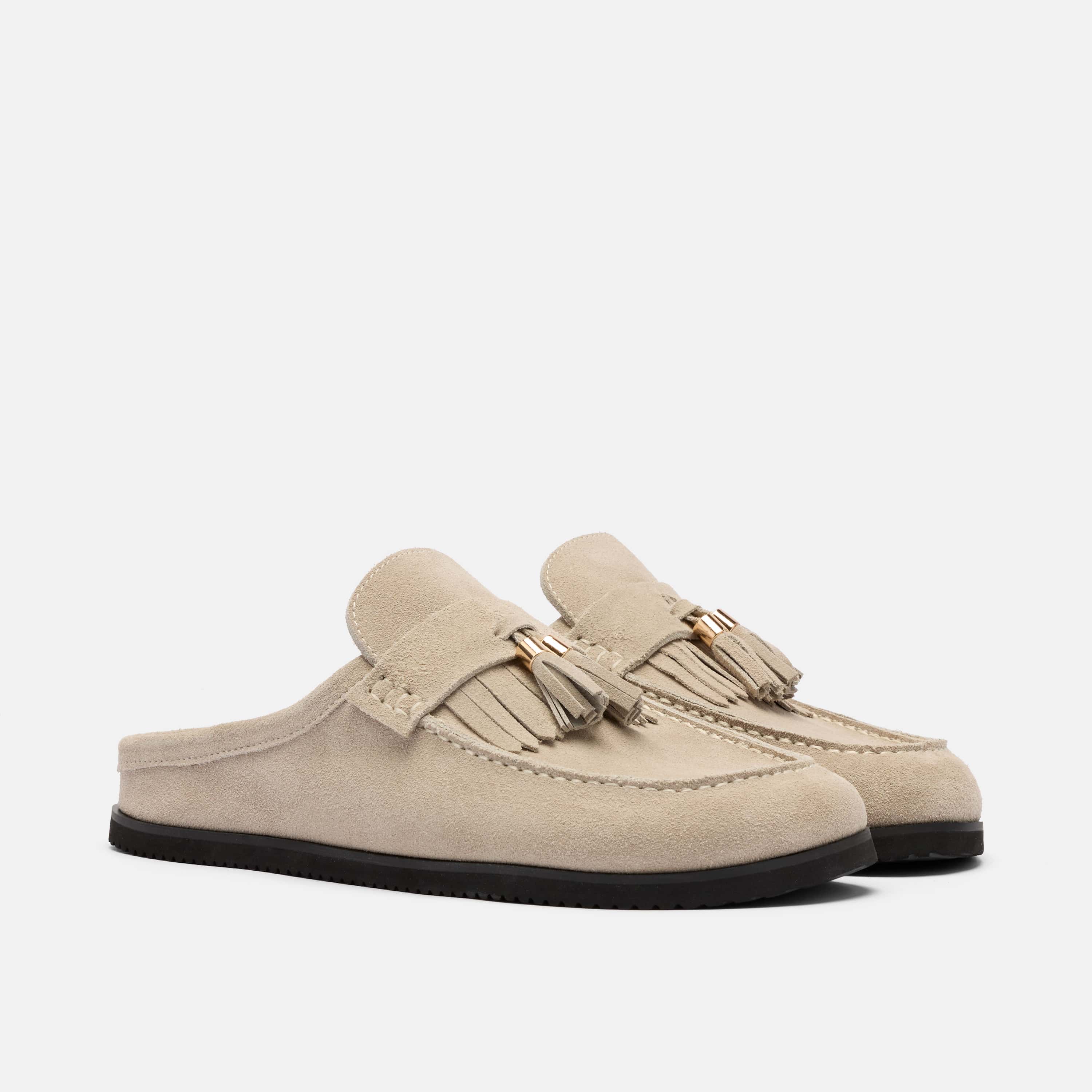 Hampton Stone Suede Tassel Mules - Image 2