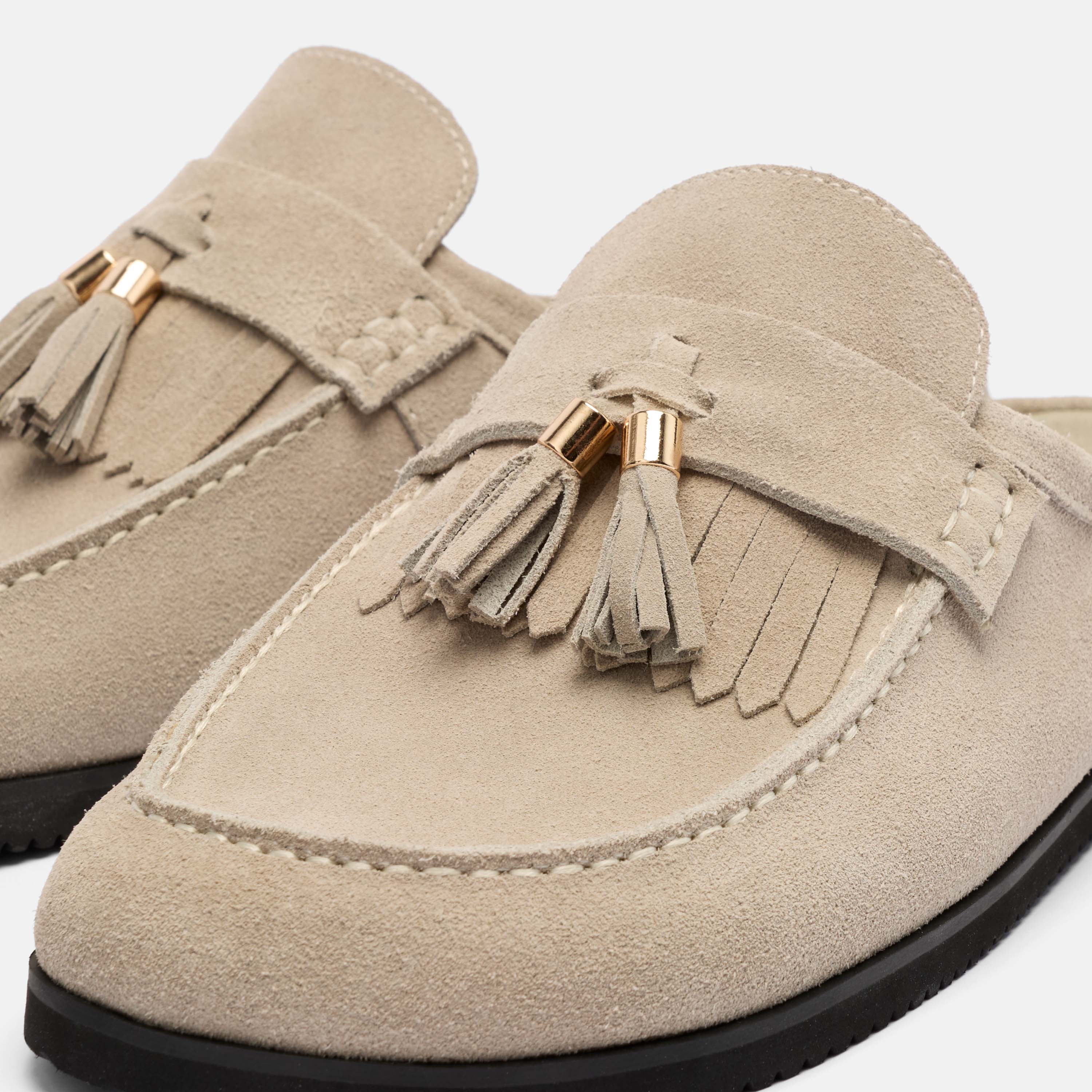 Hampton Stone Suede Tassel Mules - Image 3