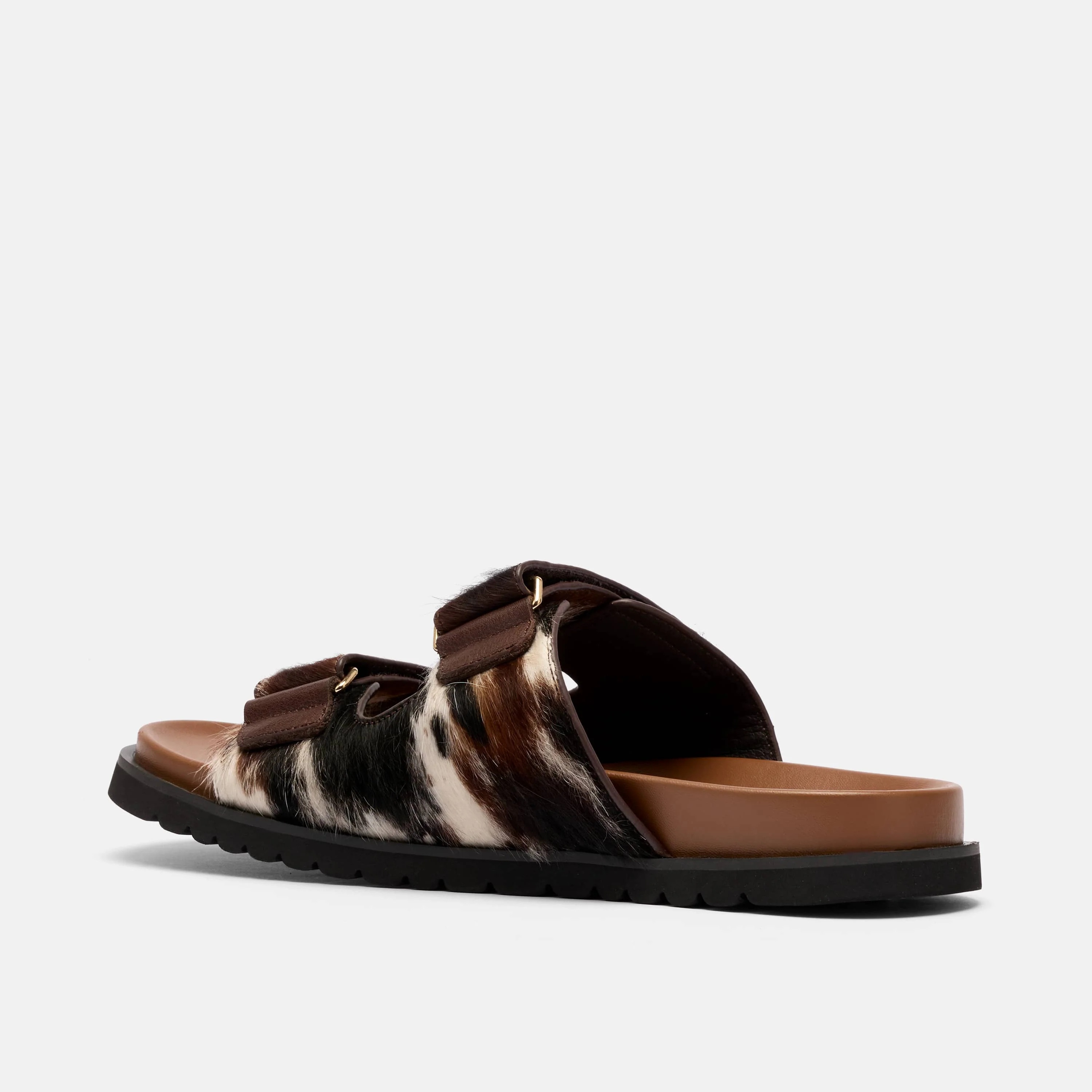 Monaco Dark Horse Pony Hair Strap Sandals - Image 4