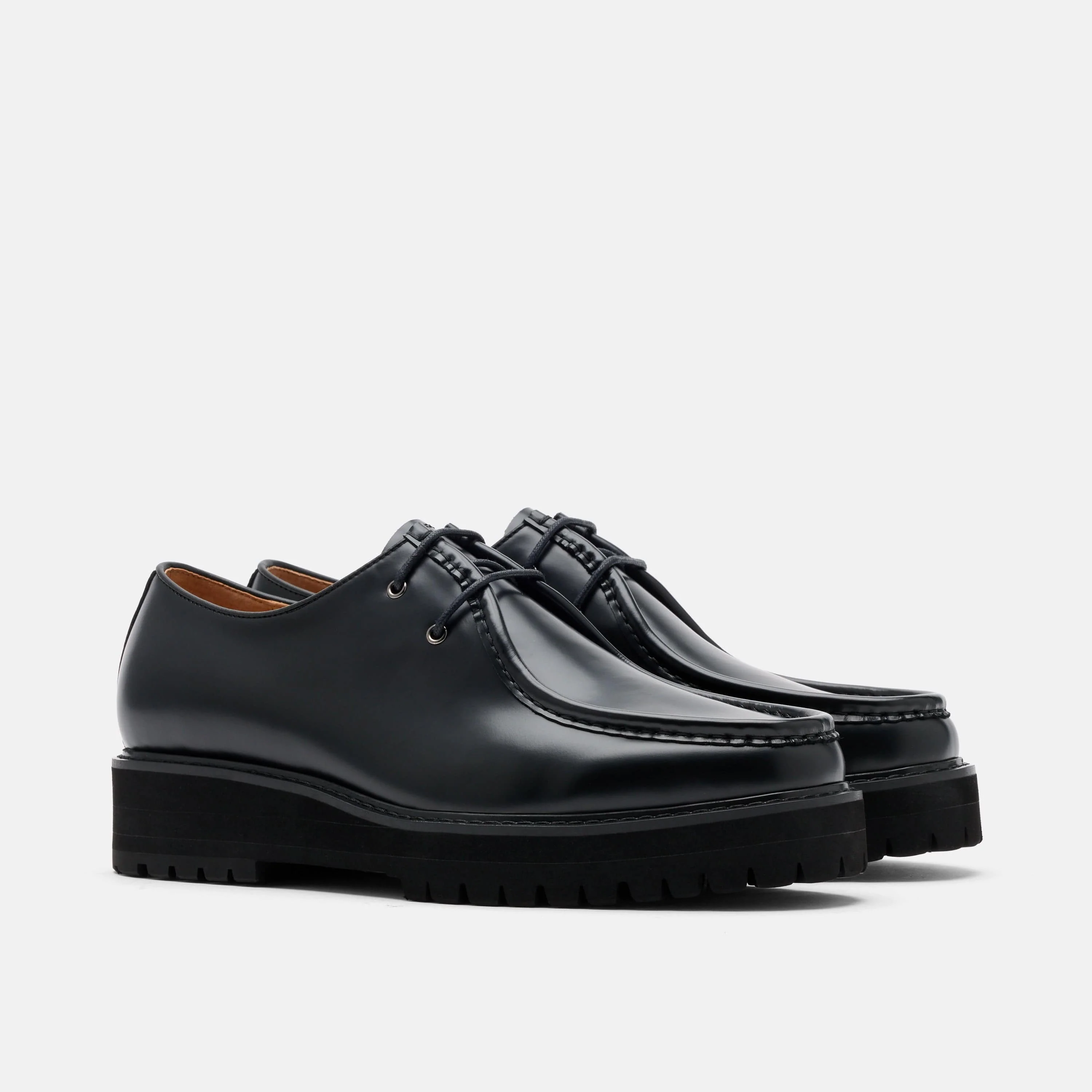 Montana Black Leather Moc Toe Derbys - Image 2