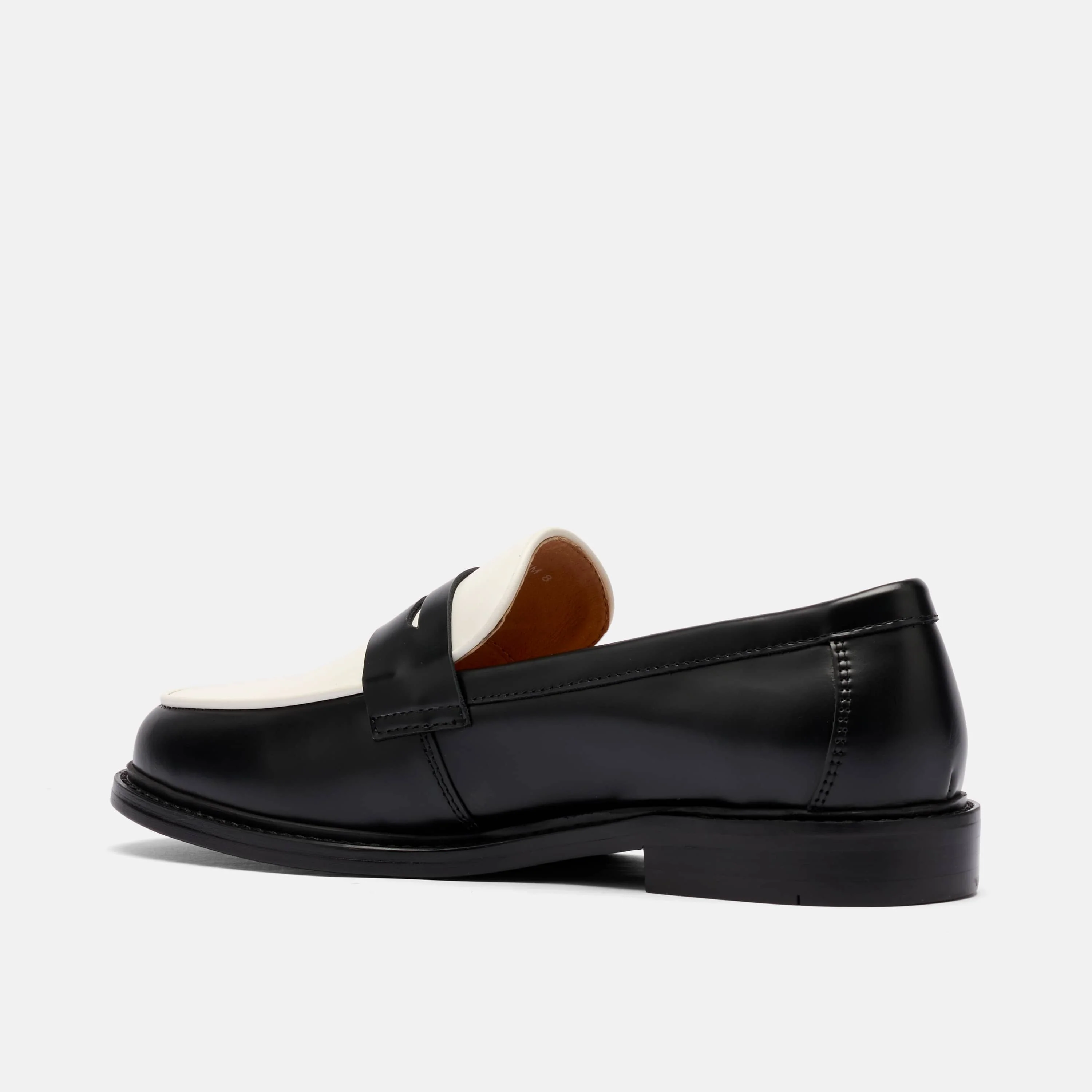 Ms. Calum Black/White Calf Leather Penny Loafers - Image 4