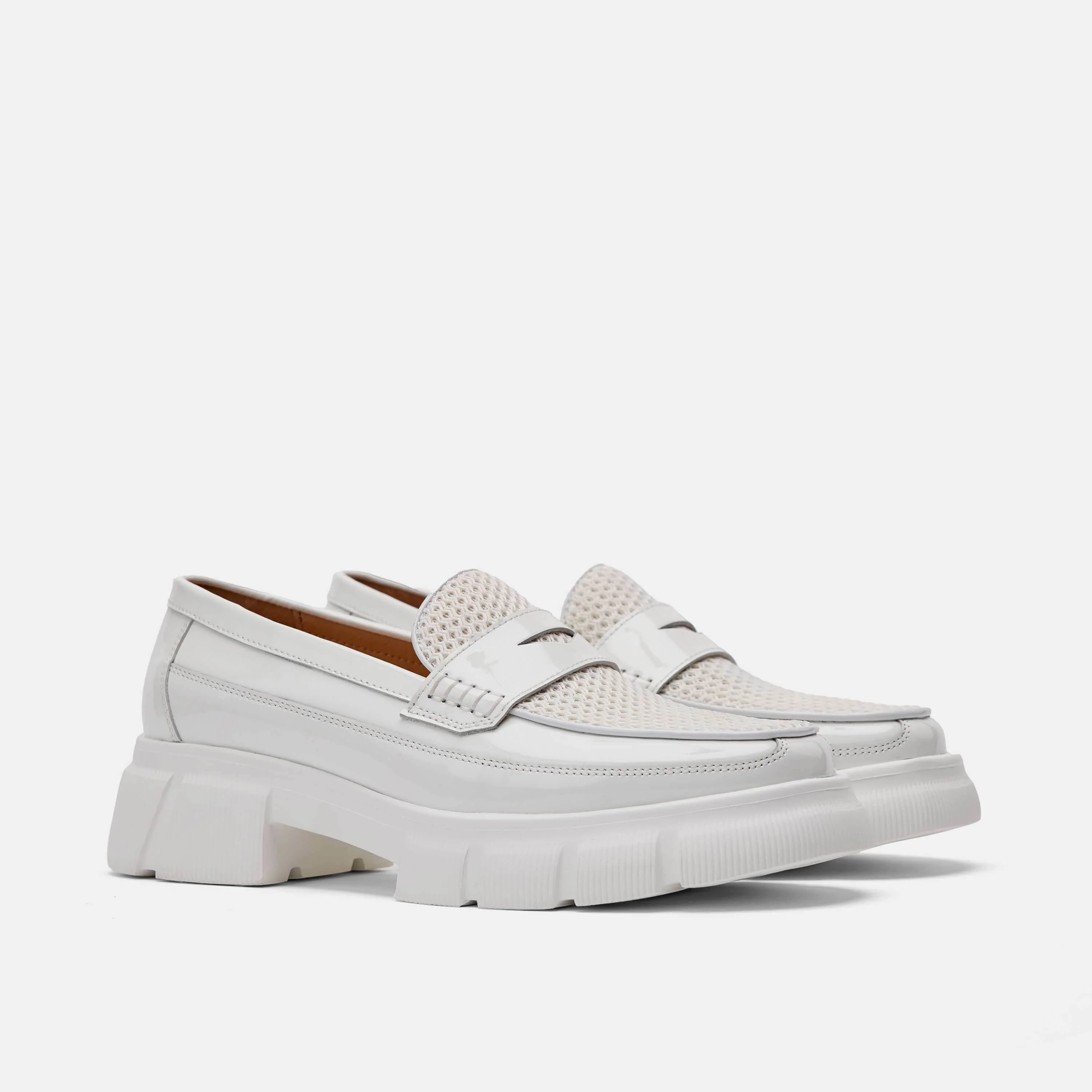 Ms. Calum White Patent Leather Penny Loafers - Image 2