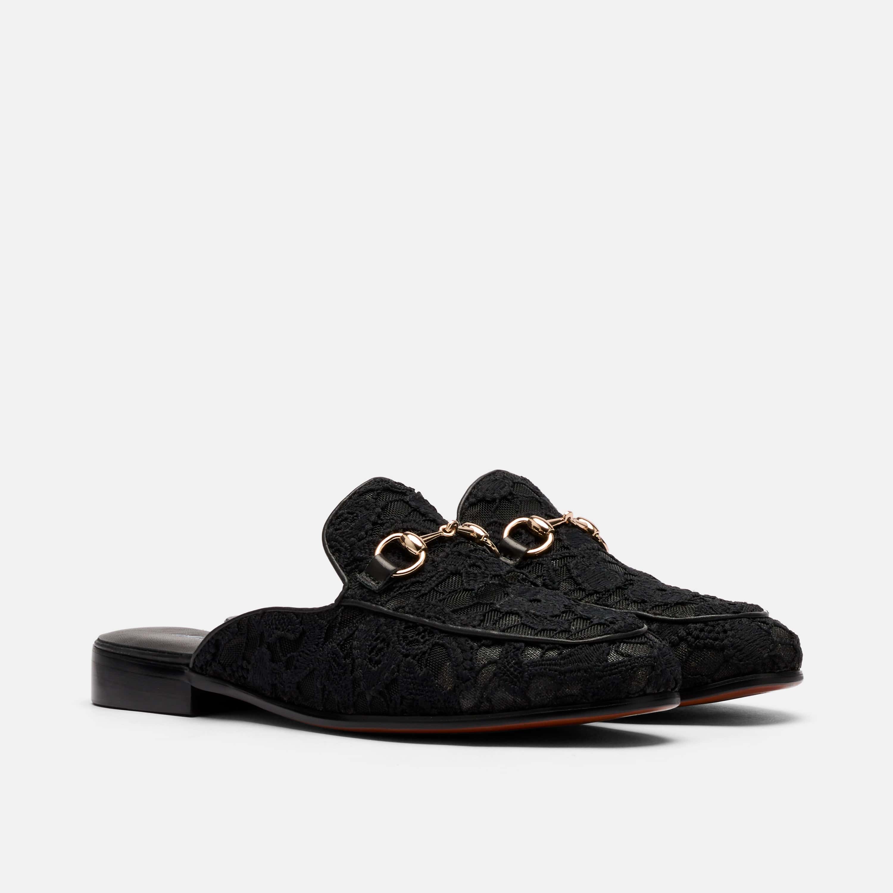 Ms. Del Sol Black Lace Bit Loafer Mule - Image 2