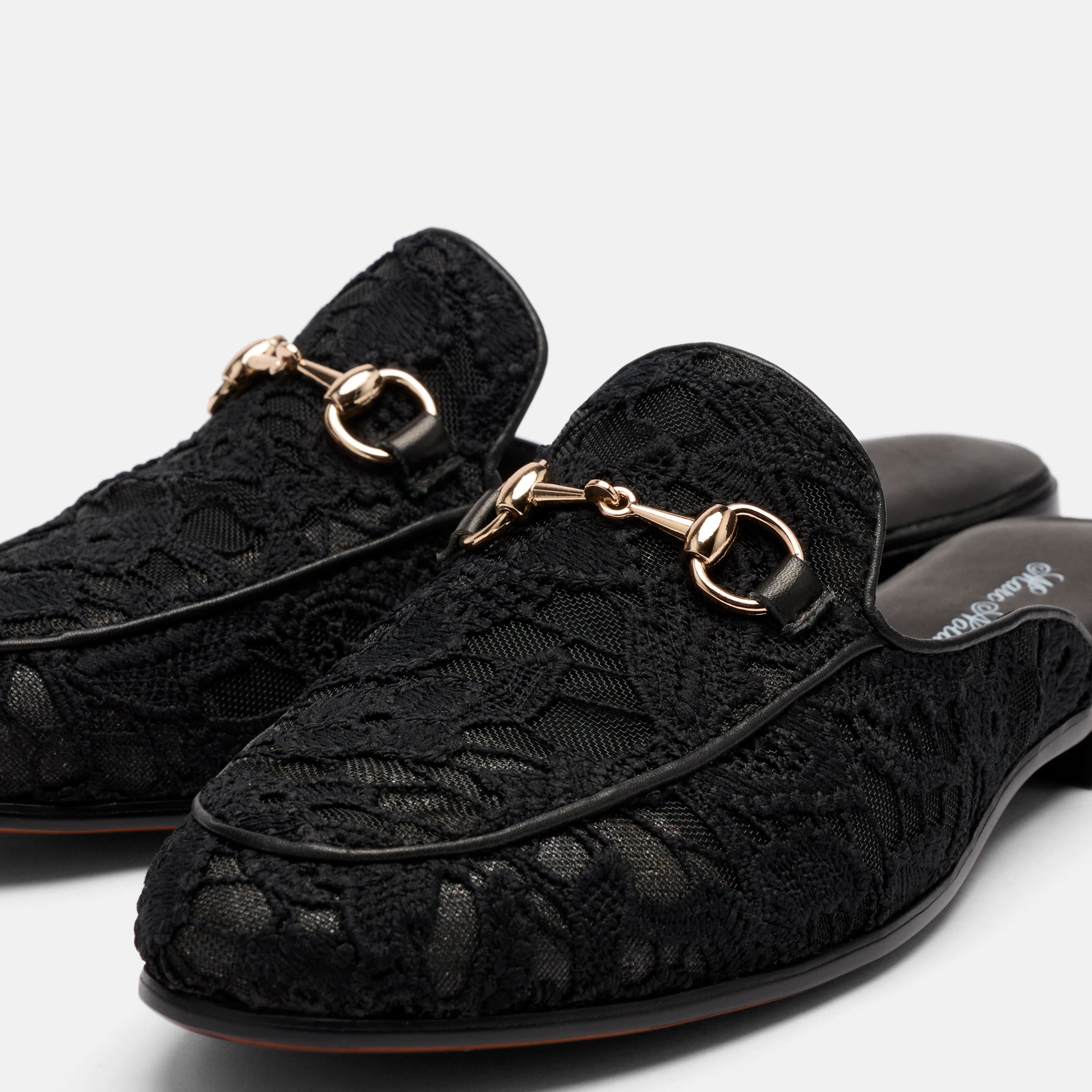 Ms. Del Sol Black Lace Bit Loafer Mule - Image 3