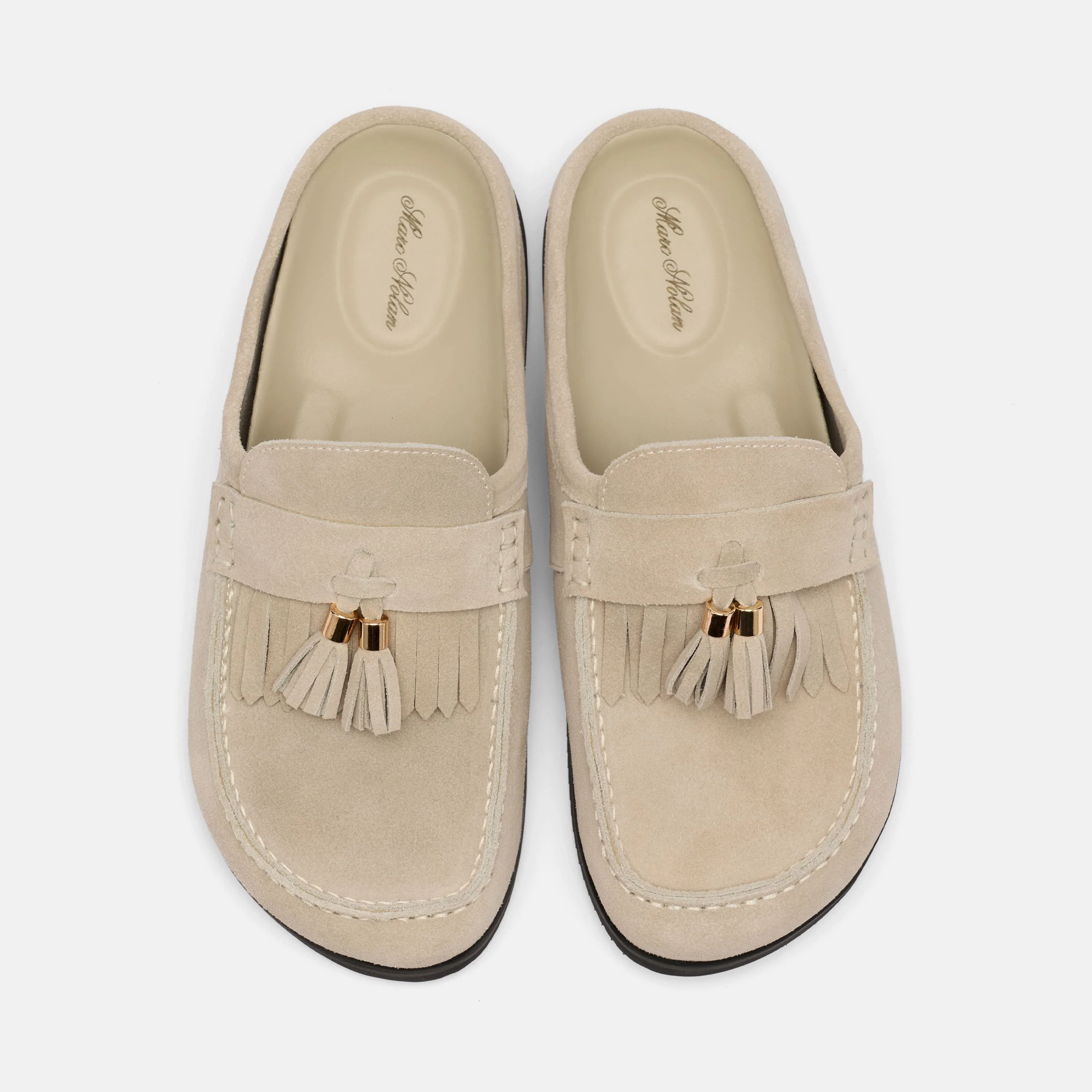 Ms. Hampton Stone Suede Tassel Mules - Image 5