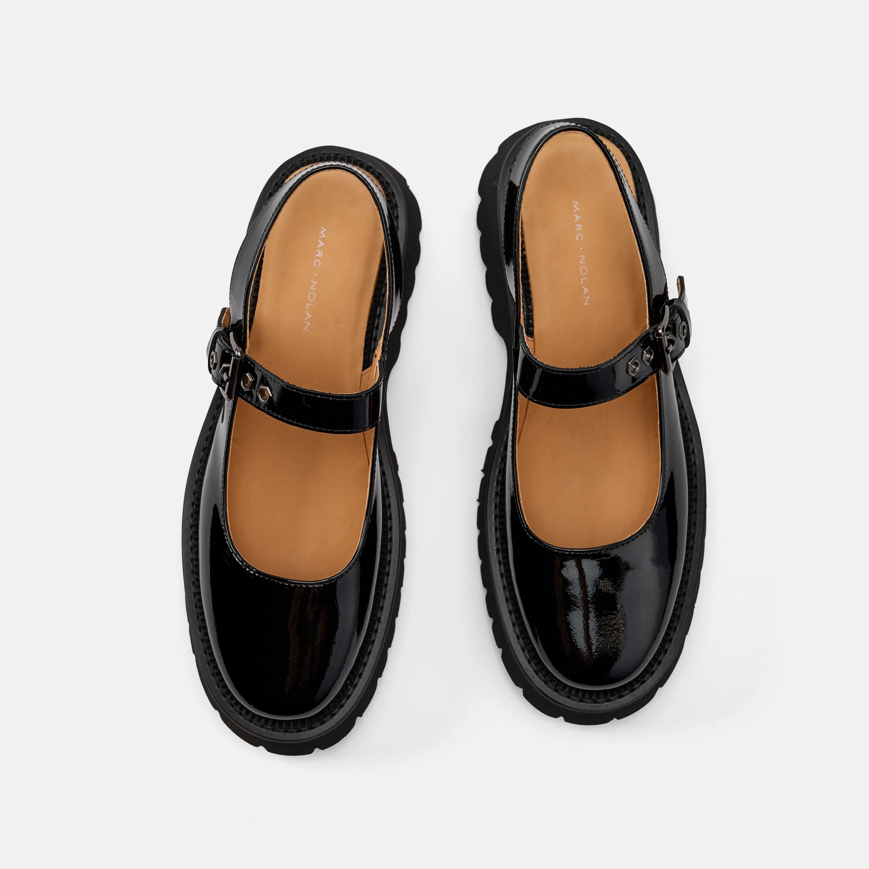 Luna Black Patent Leather Mary Jane Lug Slingbacks - Image 5