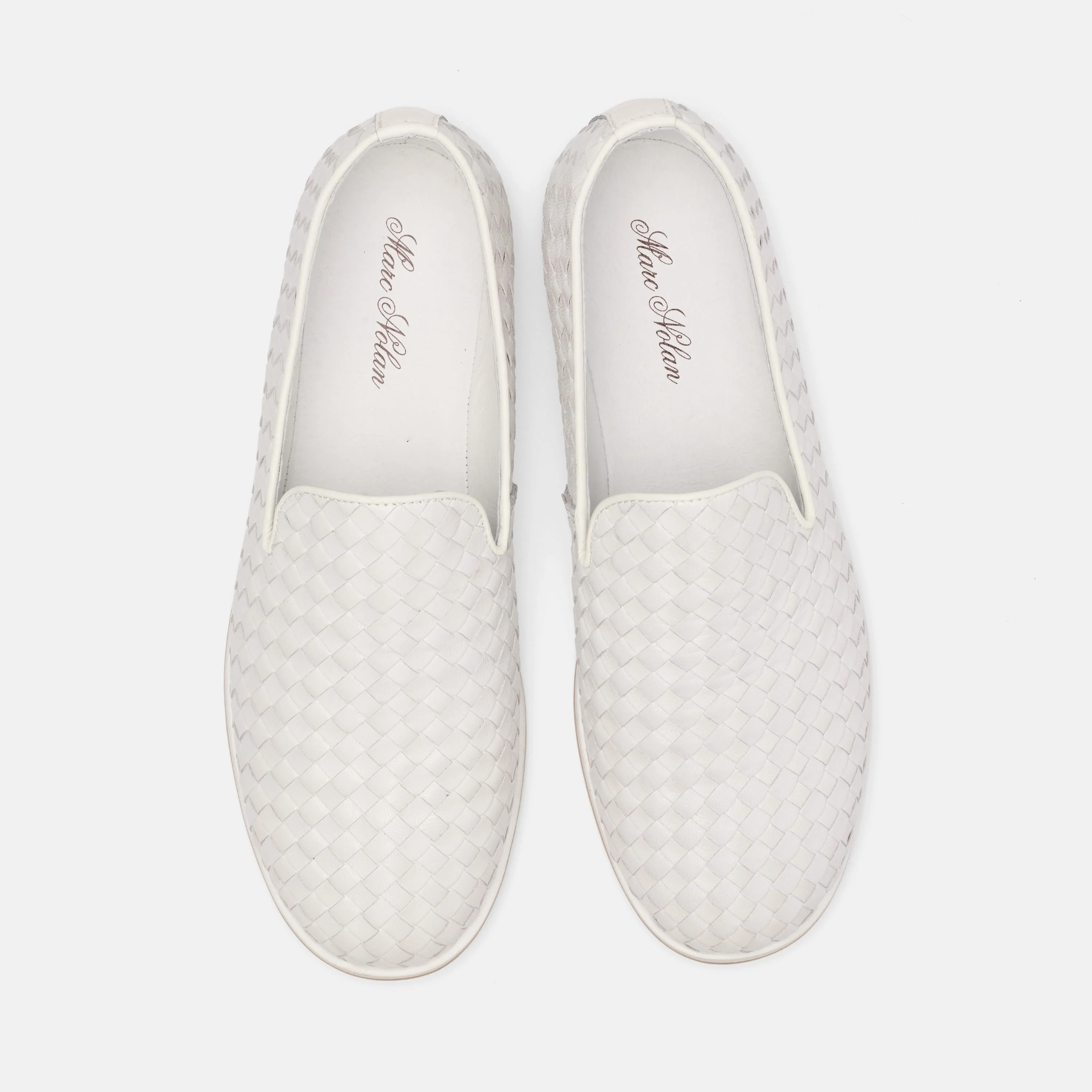 Portofino White Woven Leather Venetian Loafers - Image 5