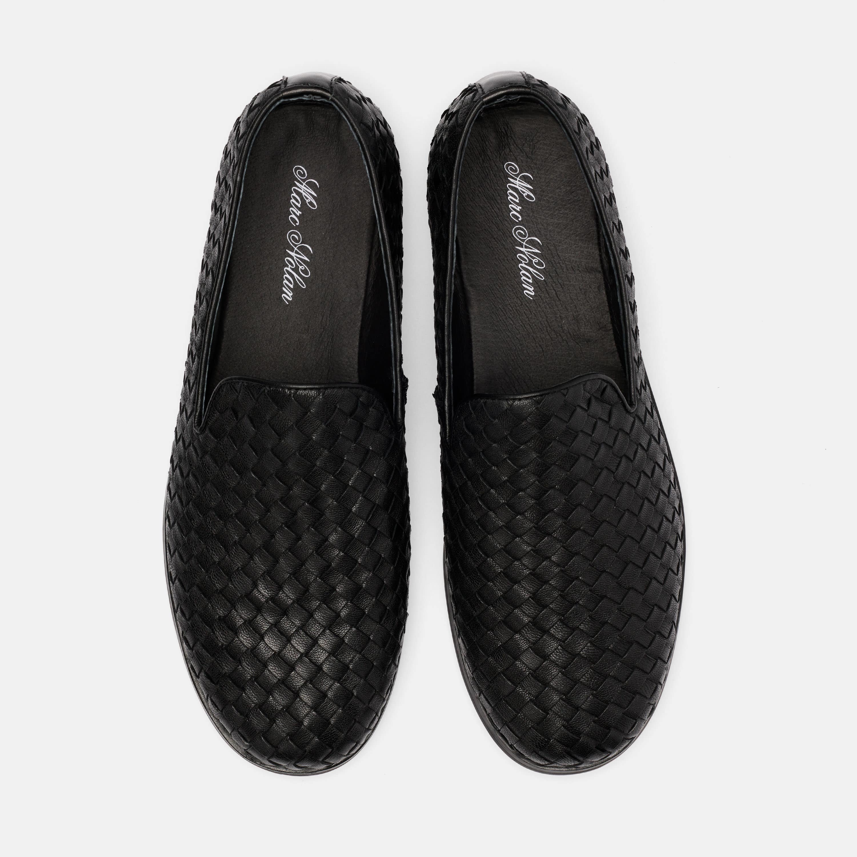 Portofino Black Woven Leather Venetian Loafers - Image 5