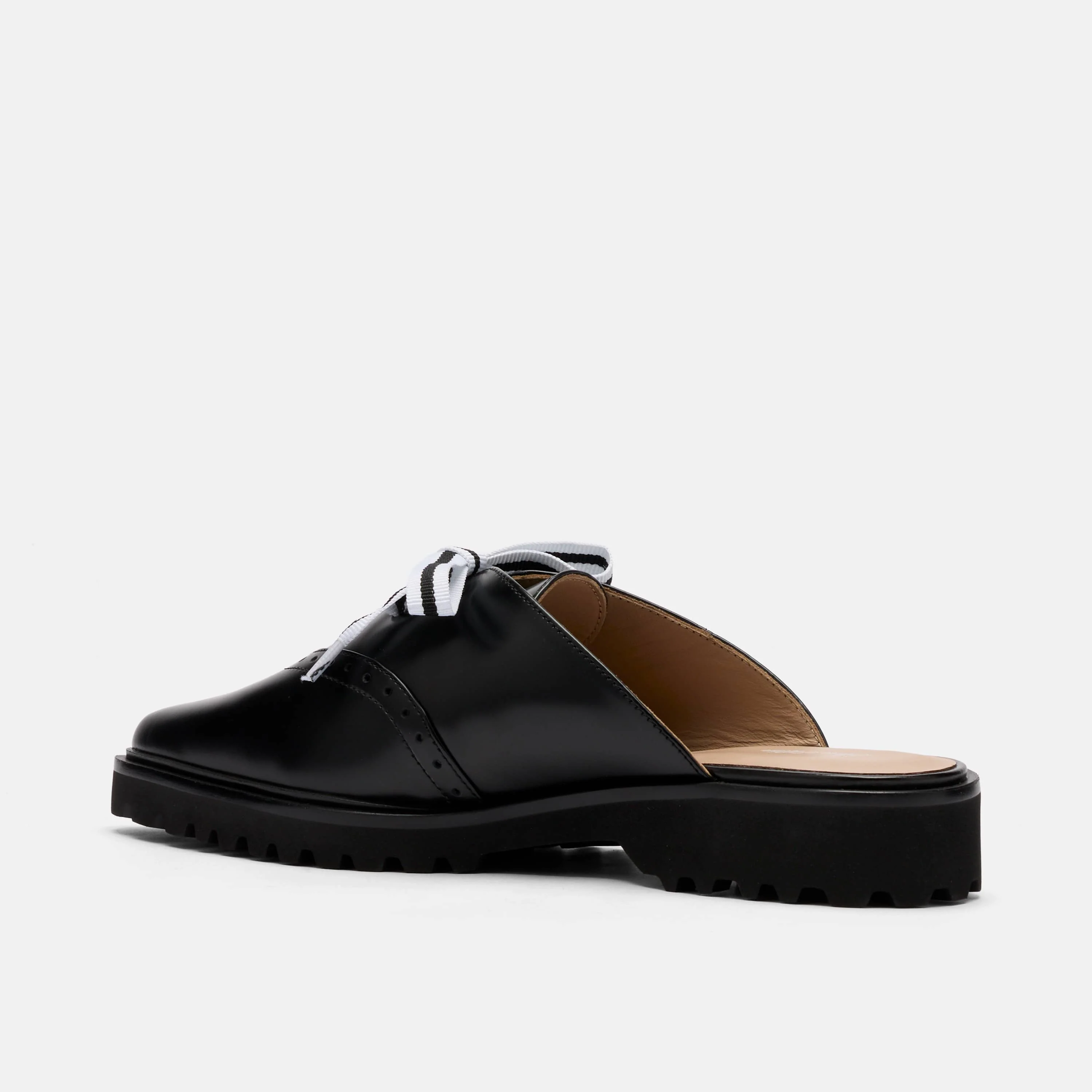 Vera Black Leather Oxford Mules - Image 4